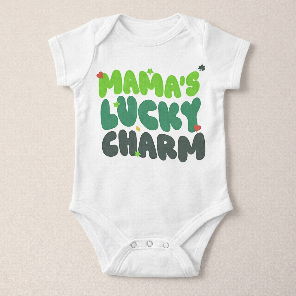 Mama’s Lucky Charm Baby Onesie – St. Patrick’s Day Outfit for Baby