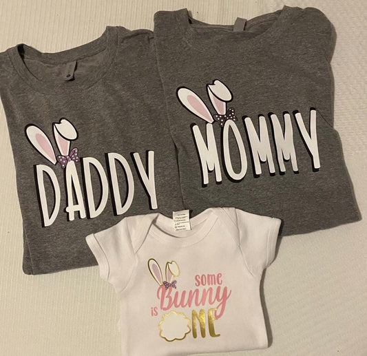 Some Bunny is One Family Birthday t-shirts