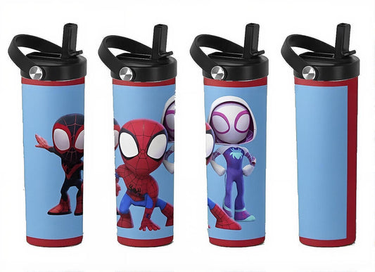 Spidey and Friends 20 oz Water Bottle Tumbler: Customizable Colors