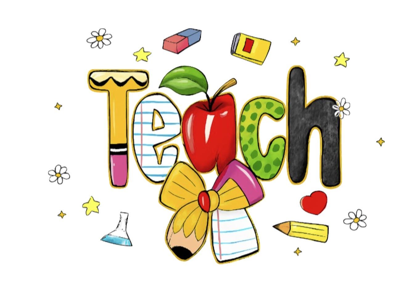 Teach Graphic T-Shirt – Vibrant School-Themed Design for Educators