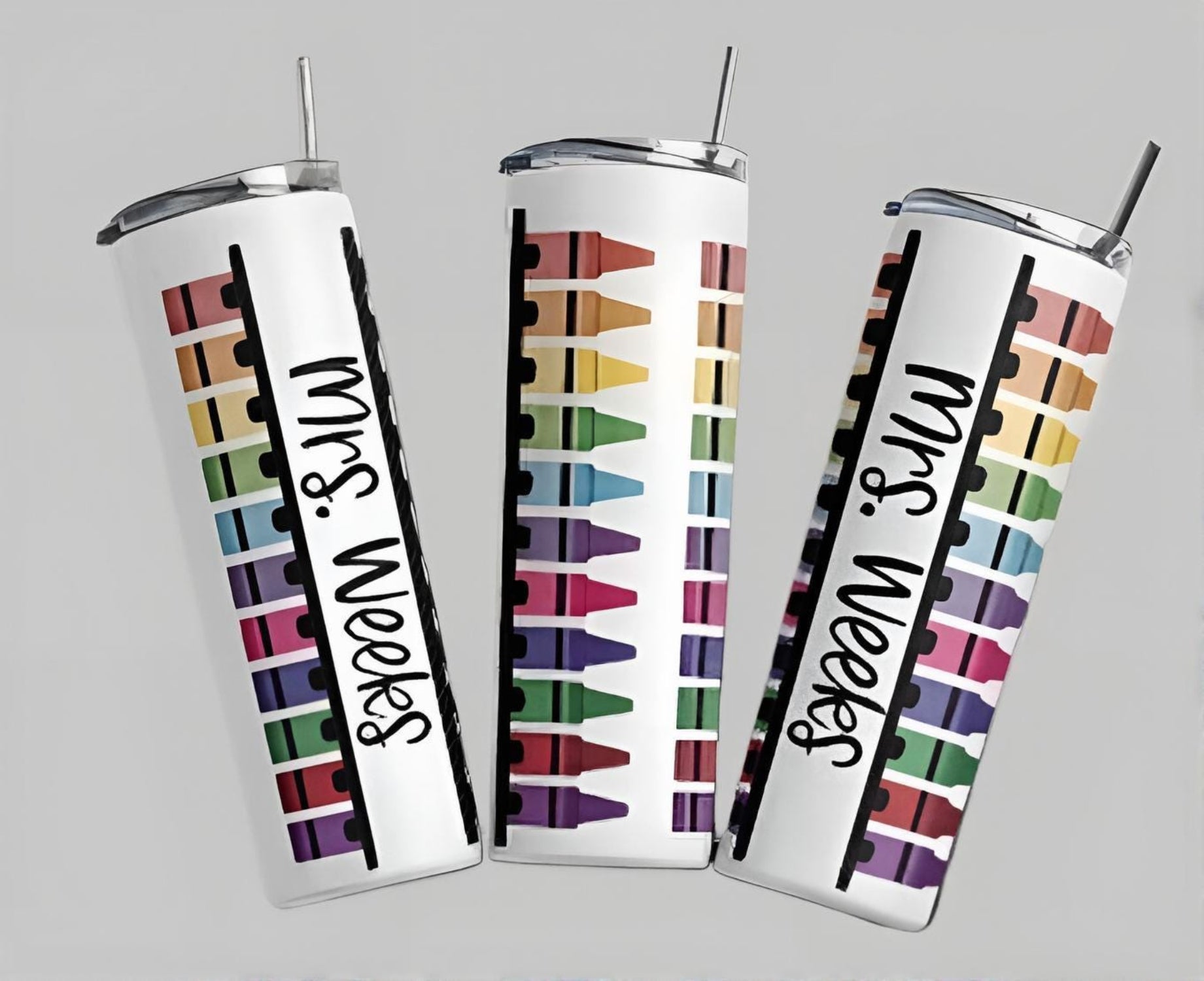 Colorful Crayon Teacher Tumbler – Personalized Gift for Educators